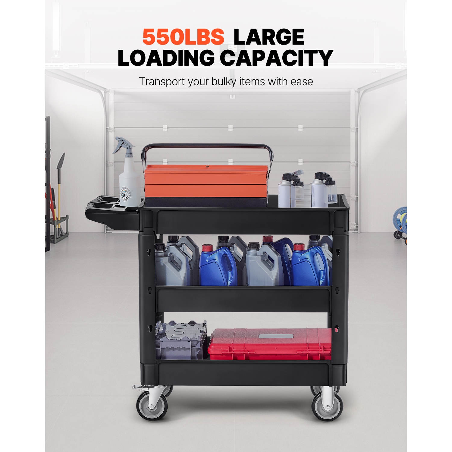 Heavy Duty 3-tier Rolling Utility Cart With Swivel Wheels_voghion.com